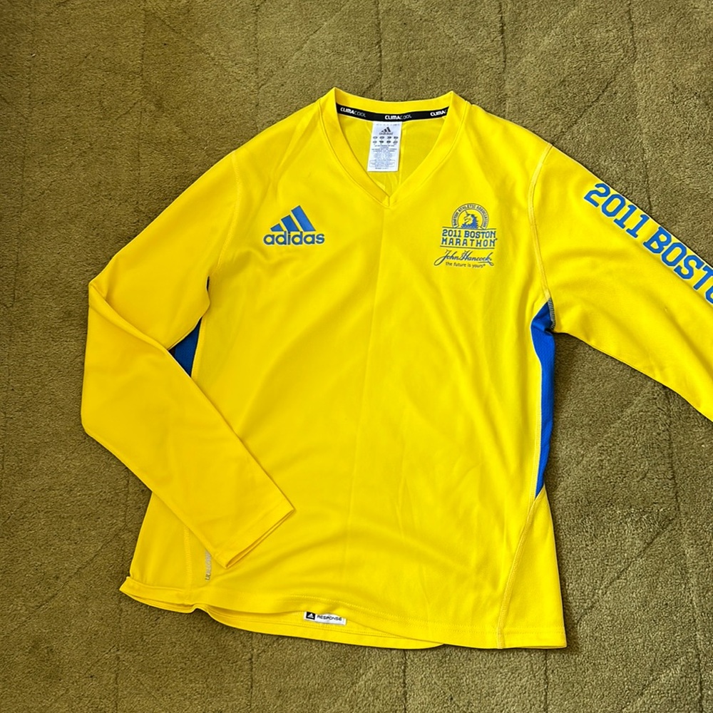Adidas 2011 Boston Marathon long sleeve yellow top